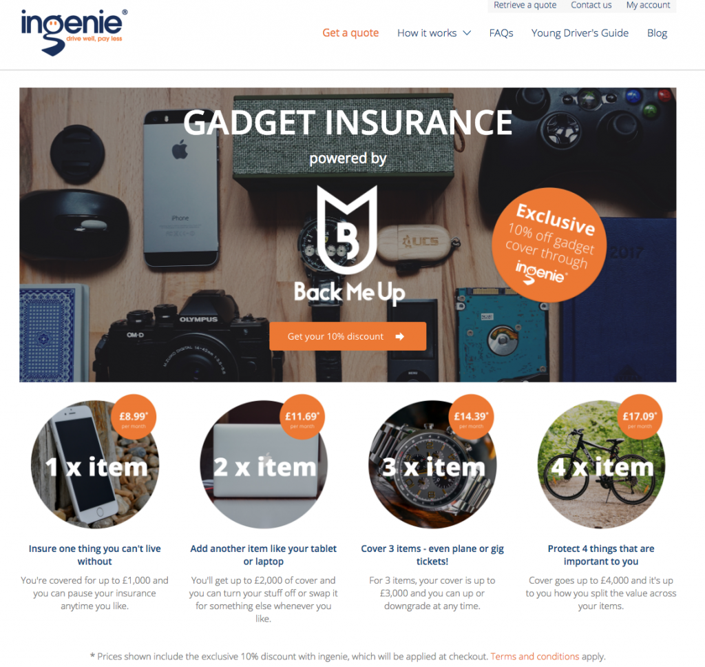 Ingenie Partners With Back Me Up to Promote Gadget Insurance