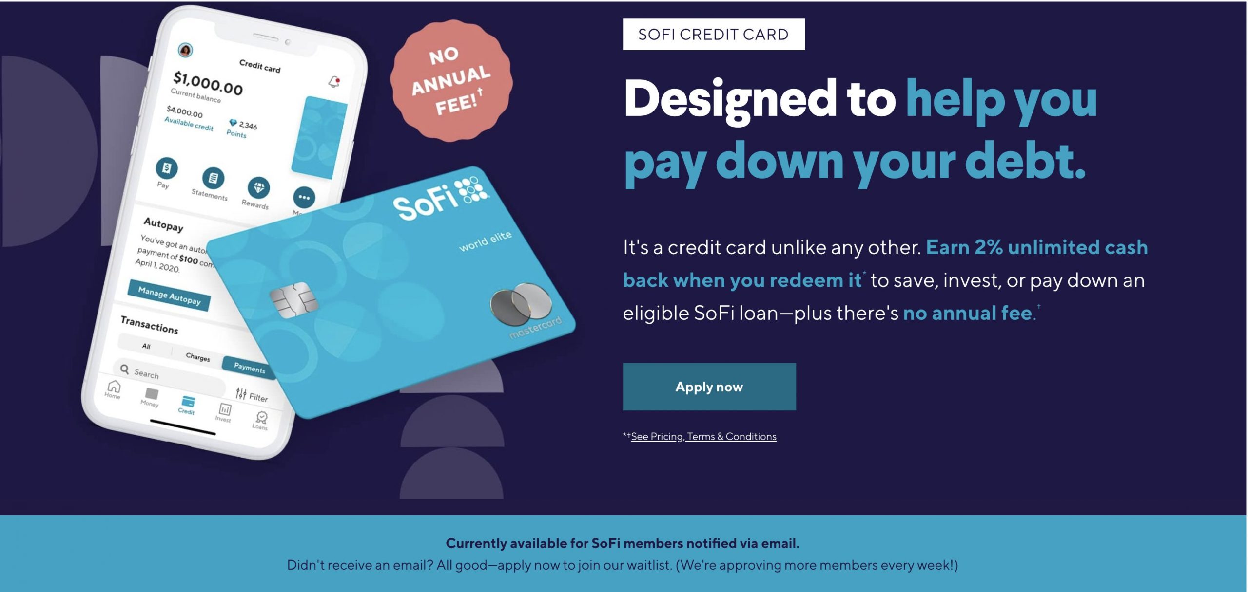 SoFi announces first credit card that can help people pay down debt